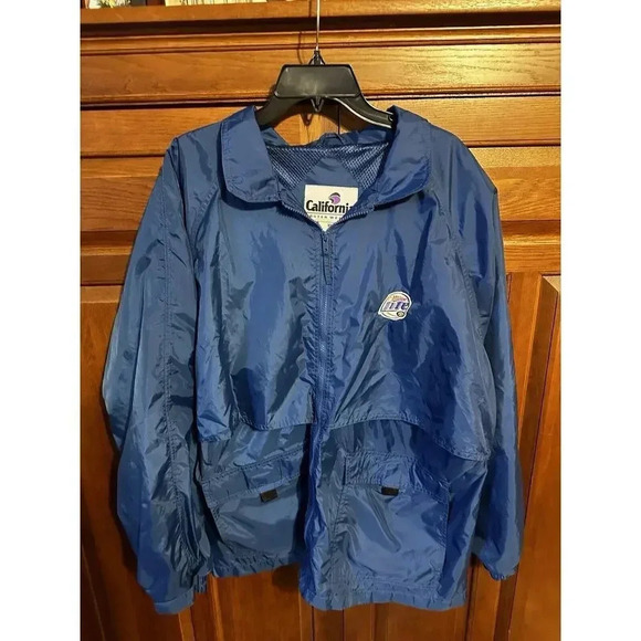VtgCalifornia OuterwearMiller Lite Windbreaker Rain Jacket Mens Lg Blue Full Zip - Picture 2 of 6